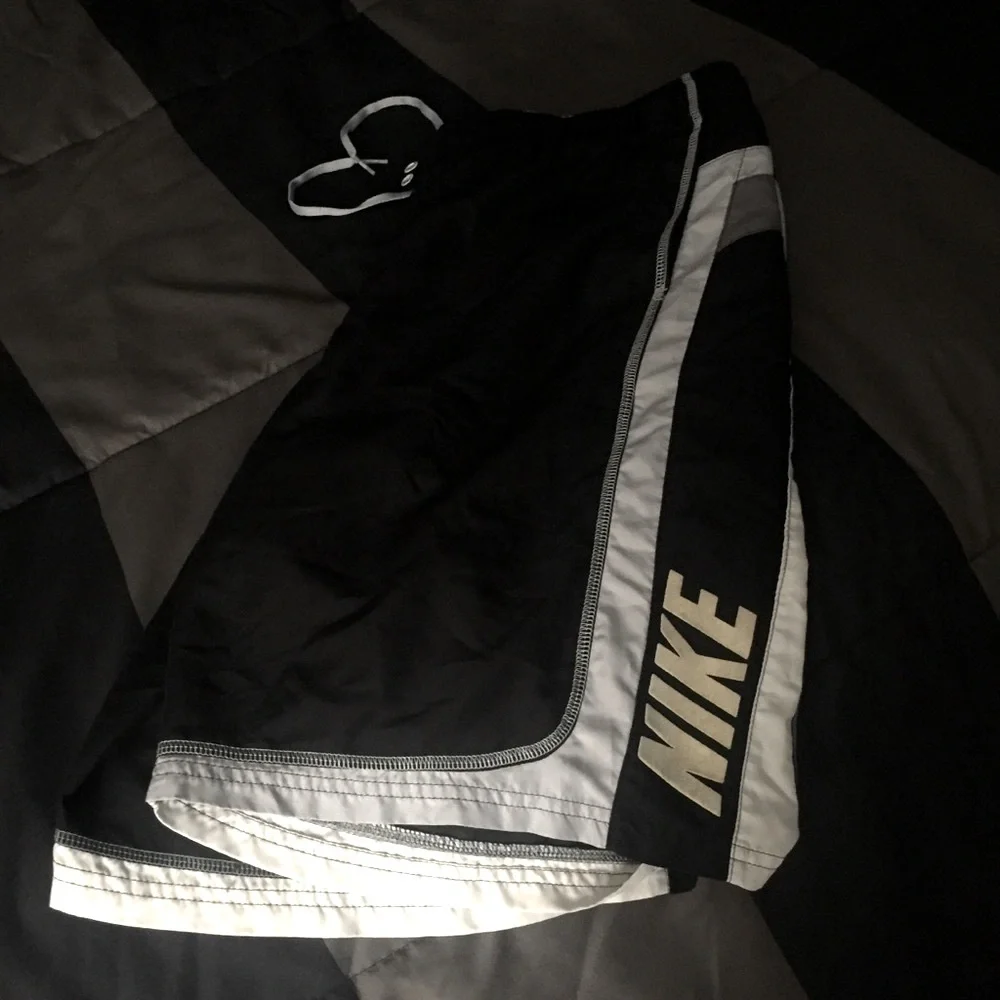 Nike Swim Trunks • True Black • White Accenting • Drawstring • Perfect